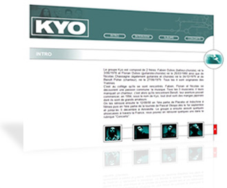 Capture d'cran du site 'Kyo' dvelopp par Koch Grgory