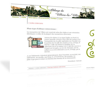 Capture d'cran du site 'Abbaye de Villers-la-Ville' dvelopp par Koch Grgory
